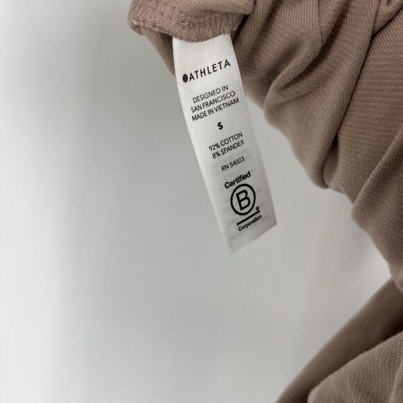 Athleta Farallon Romper Size Small Mocha Latte Sleeveless Shorts Stretch Knit - Picture 7 of 8